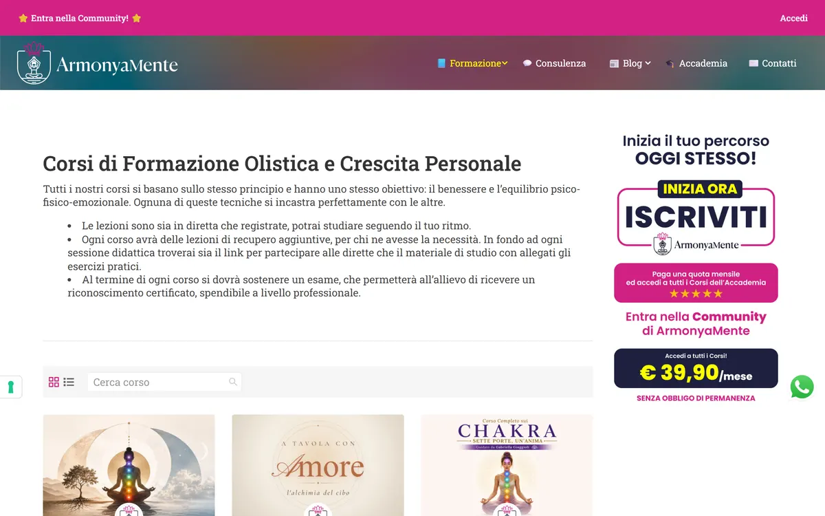 Catálogo de cursos de ArmonyaMente