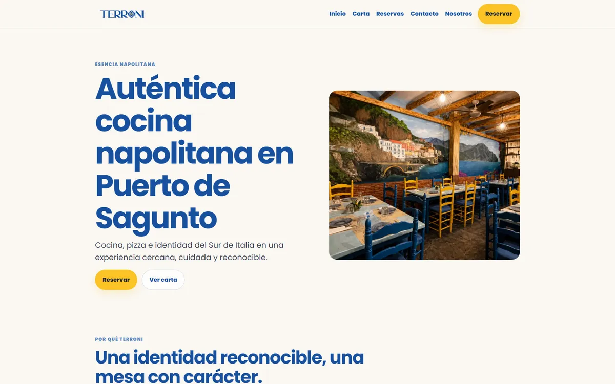 Home de Terroni: «Auténtica cocina napolitana en Puerto de Sagunto», con reserva y carta